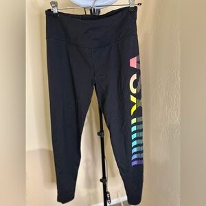 Victoria’s Secret VSX Sport Knockout Tight Black Leggings Rainbow Logo